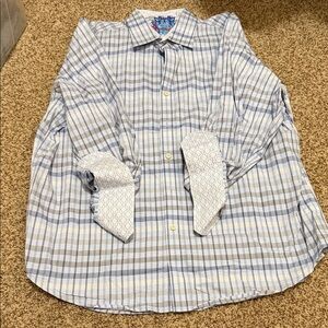 Robert Graham Blue and White Plaid Dress Shirt